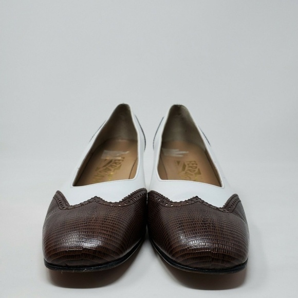 Salvatore Ferragamo Brown and White Heels - Picture 3 of 8
